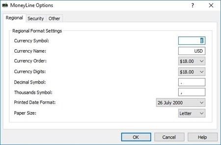 Captures d'écran de la modification de la devise dans MoneyLine - Logiciel de finances personnelles