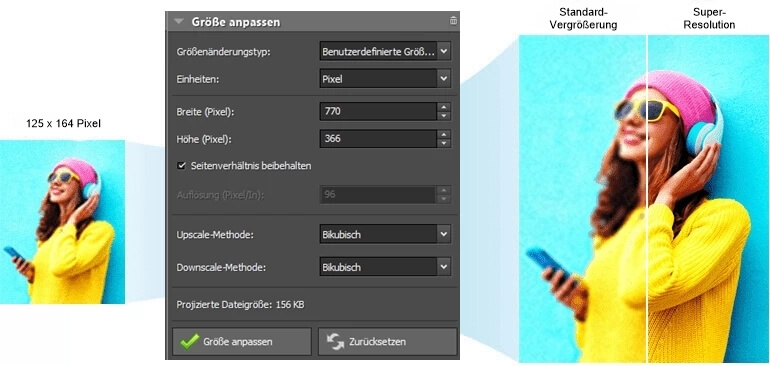 Mit Super Auflösung vergrößern
