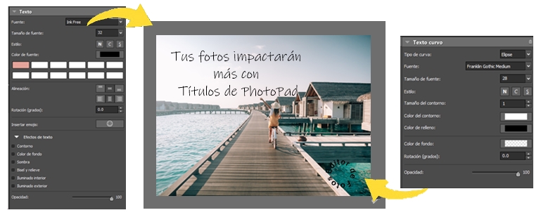 Añade texto a fotos, collage y diseños