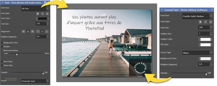 Ajouter du texte à une photo, un collage et des motifs