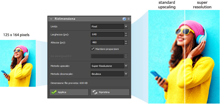 Ridimensiona con Super Risoluzione