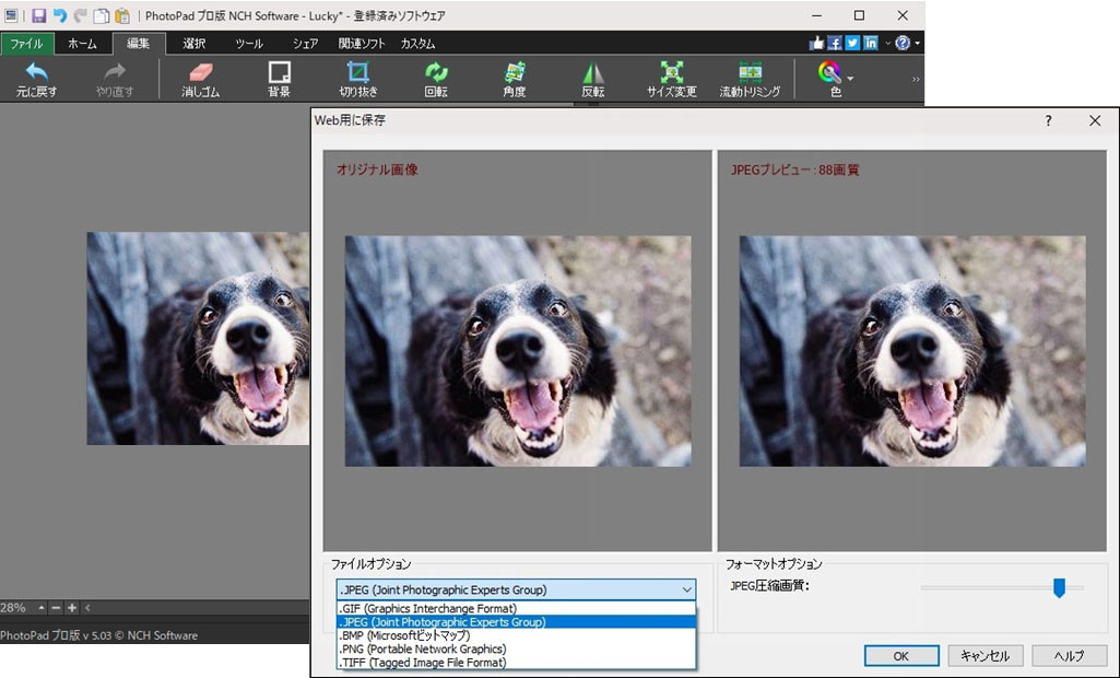 PhotoPad写真編集ソフト写真リサイズのスクリーンショット