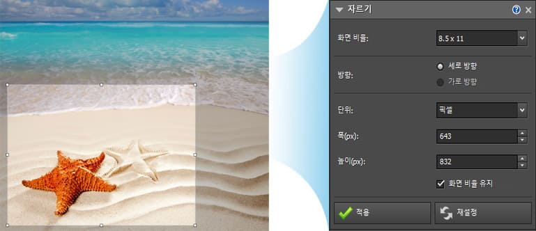 크기조정 및 자르기