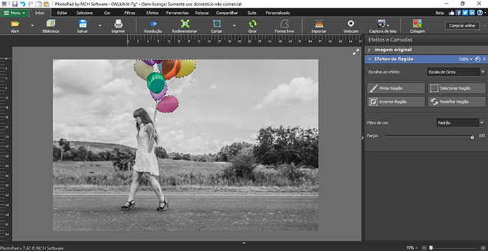 PhotoPad Edição de fotos Software de edição de fotos afeta captura de tela