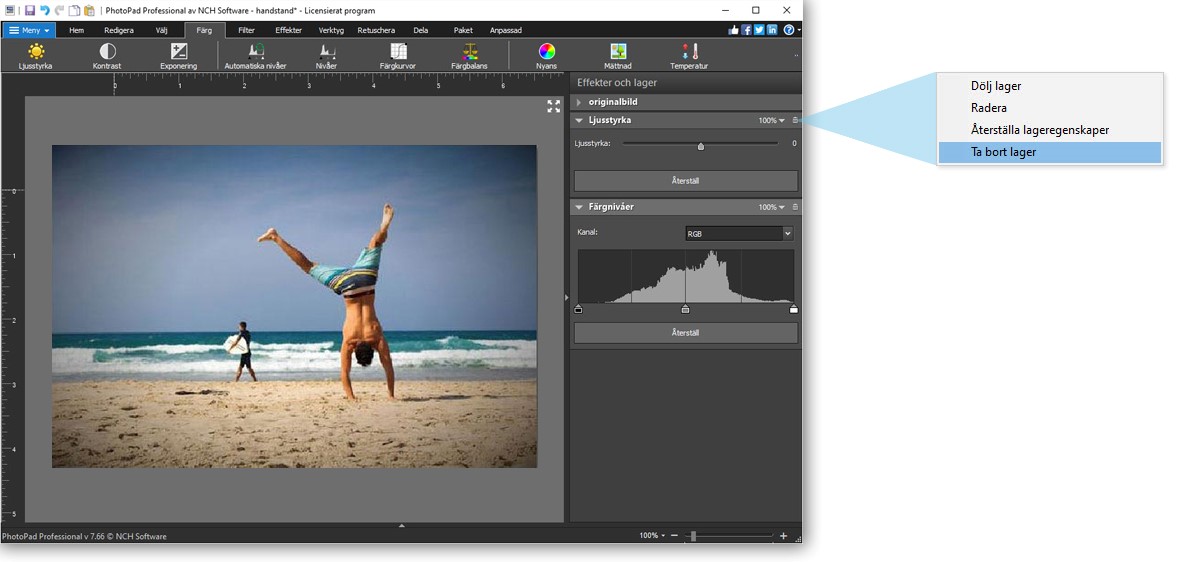 PhotoPad Fotoredigering Programvara lager alternativ skärmdump