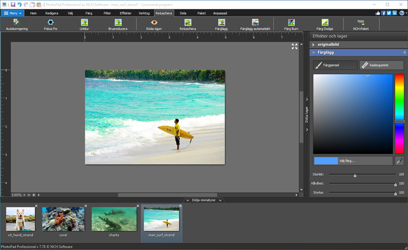 PhotoPad FotoredigeringSprogram nytt gränssnitt skärmdump