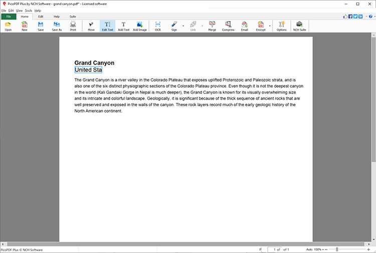 PicoPDF add text tool