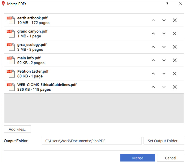 PicoPDF merge PDFs
