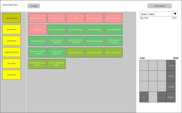 Copper Restaurant POS Point of Sale Software terminal screenshot