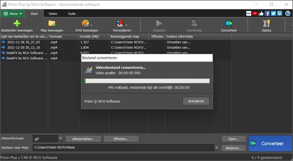 Prism Video File Converter conversiesnelheid screenshot