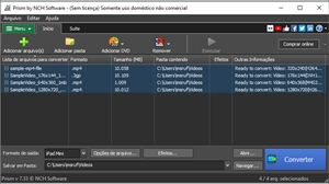 Captura de tela do Software do Conversor de Vídeo Prism