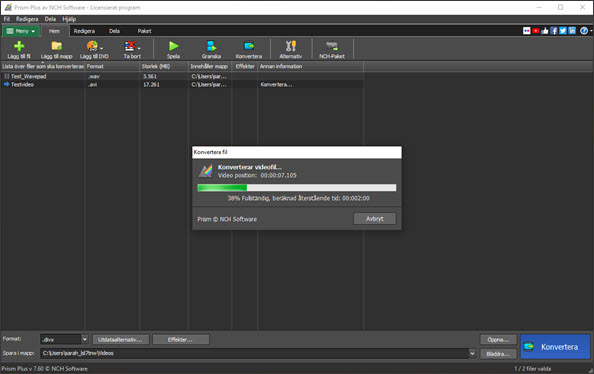 Prism Video File Converter omvandling hastighet skärmdump