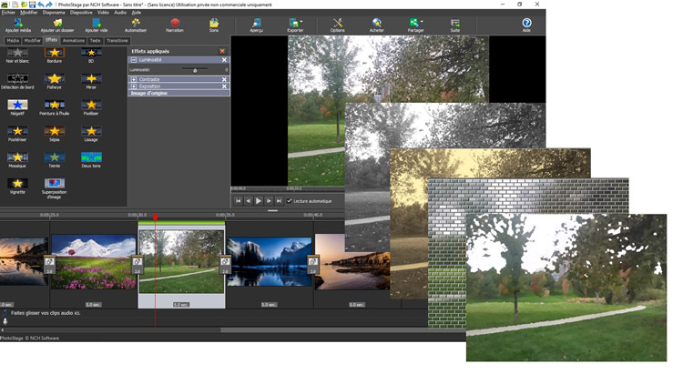 Capture d'écran des transitions et effets de PhotoStage