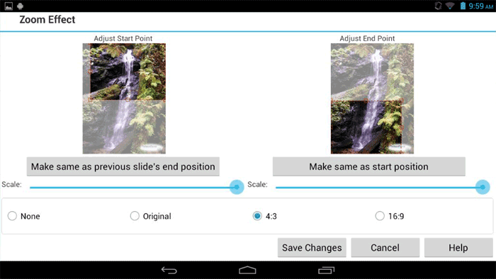PhotoStage Android bildspel maker skärmdump.