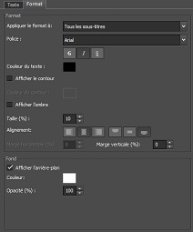 Options des formats de texte