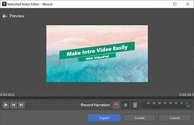 VideoPad intro maker window