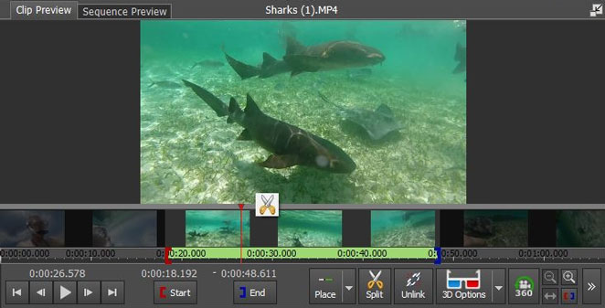 Enkel video tidslinje redigering med VideoPad skjermbilde
