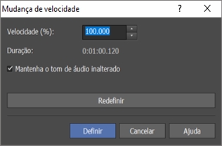 Captura de tela de aceleração ou redução de velocidade do clipes de vídeo