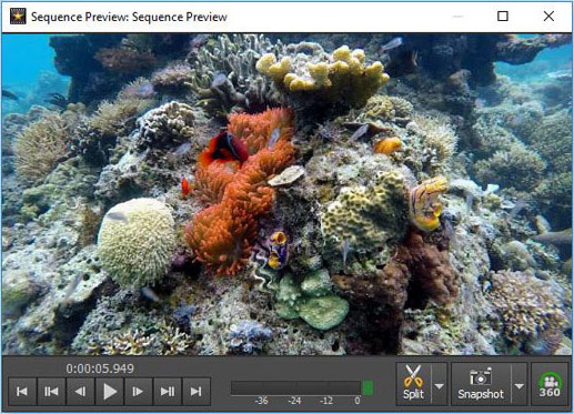 Preview video sequence with VideoPad screenshot