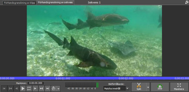 Enkel redigering av videotidslinje med VideoPad-skärmdump
