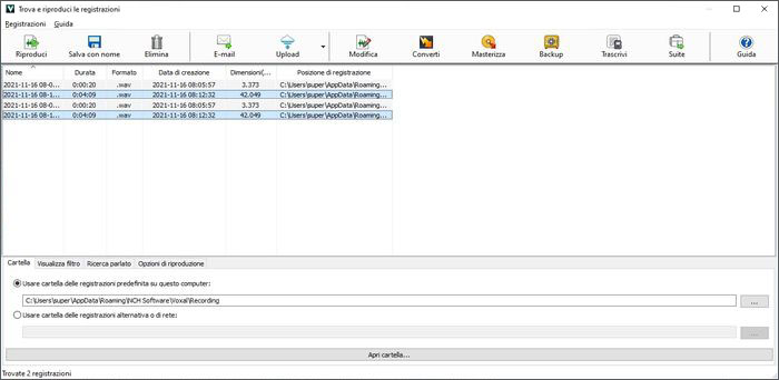 Schermate di Voxal Software di Modifica Vocale e delle registrazioni