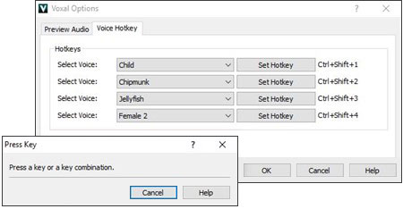 Voxal Voice Changing Software hotkeys captura de tela