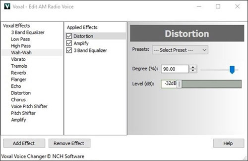 voxal voice changer radio effect